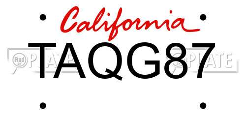 TAQG87 California License Plate