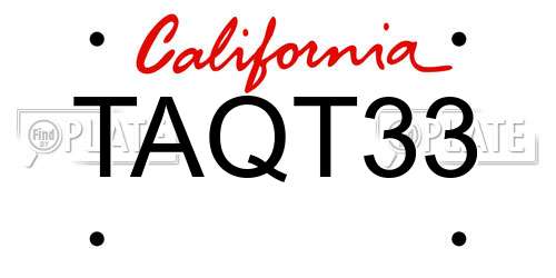 TAQT33 California License Plate