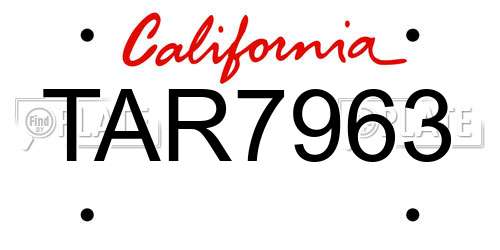 TAR7963 California License Plate
