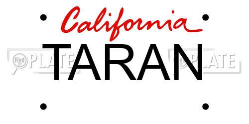 TARAN California License Plate