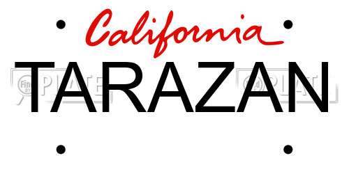 TARAZAN California License Plate