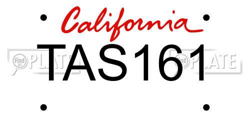 TAS161 California License Plate