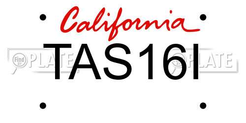 TAS16I California License Plate