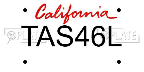 TAS46L California License Plate