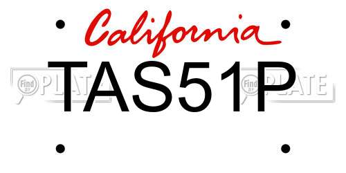 TAS51P California License Plate