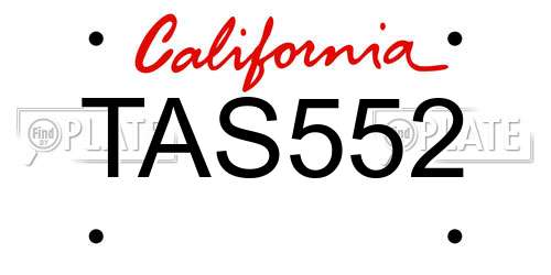 TAS552 California License Plate