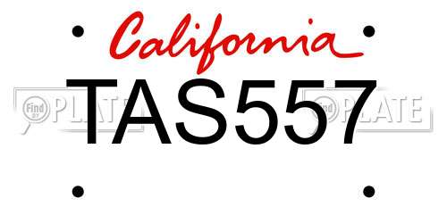 TAS557 California License Plate