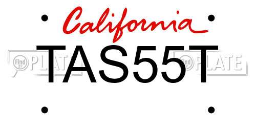 TAS55T California License Plate