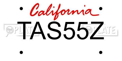 TAS55Z California License Plate