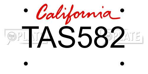 TAS582 California License Plate