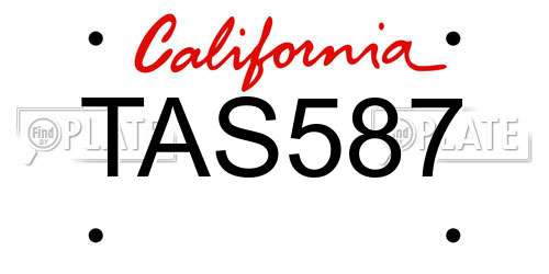 TAS587 California License Plate