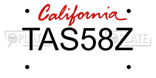 TAS58Z California License Plate