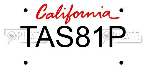 TAS81P California License Plate