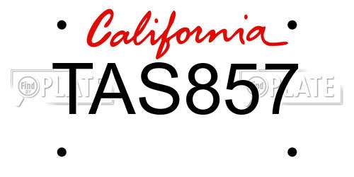TAS857 California License Plate