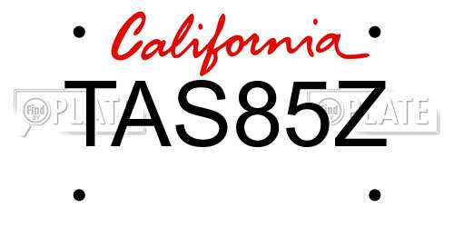 TAS85Z California License Plate
