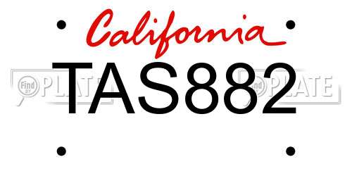 TAS882 California License Plate