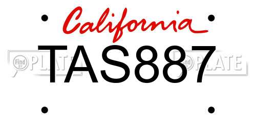 TAS887 California License Plate