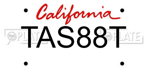 TAS88T California License Plate