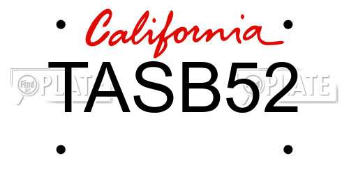 TASB52 California License Plate