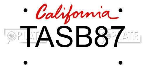 TASB87 California License Plate
