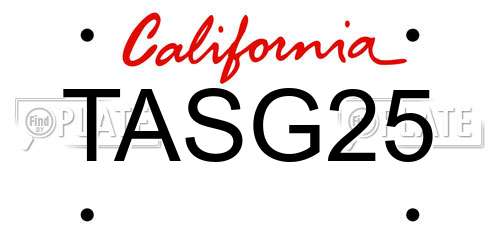 TASG25 California License Plate