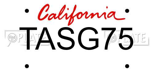 TASG75 California License Plate