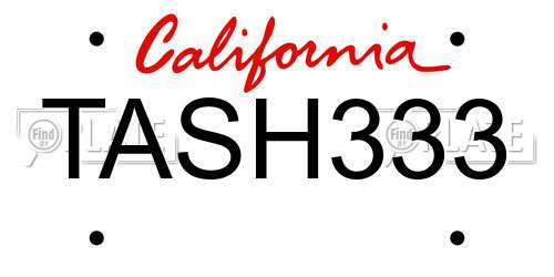 TASH333 California License Plate