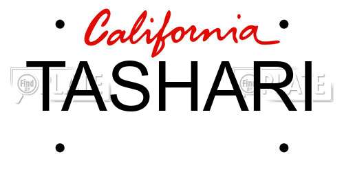TASHARI California License Plate