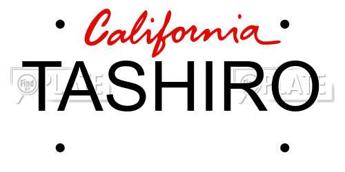 TASHIRO California License Plate