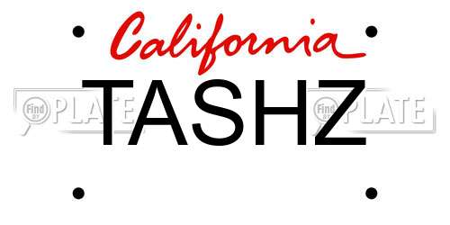 TASHZ California License Plate