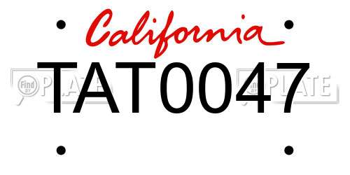 TAT0047 California License Plate