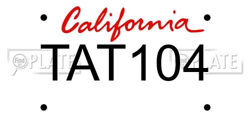TAT104 California License Plate