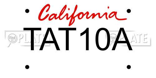 TAT10A California License Plate