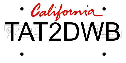 TAT2DWB California License Plate