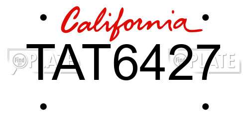 TAT6427 California License Plate