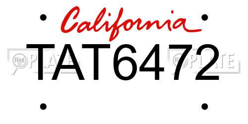 TAT6472 California License Plate