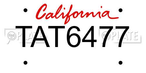 TAT6477 California License Plate