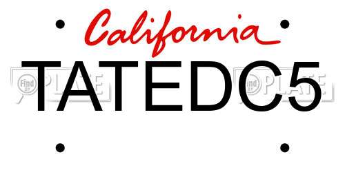 TATEDC5 California License Plate