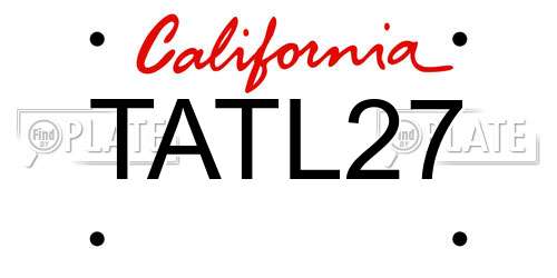 TATL27 California License Plate