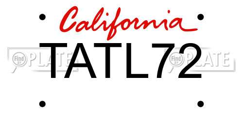 TATL72 California License Plate