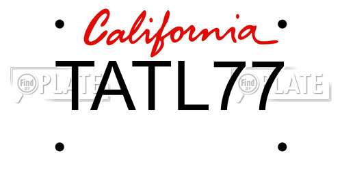 TATL77 California License Plate
