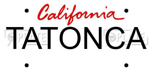 TATONCA California License Plate