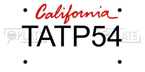 TATP54 California License Plate