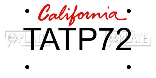 TATP72 California License Plate