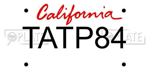 TATP84 California License Plate