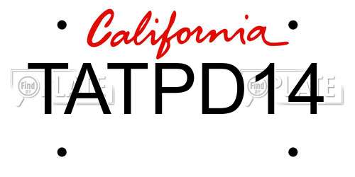 TATPD14 California License Plate