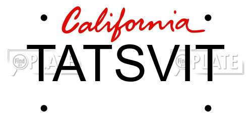 TATSVIT California License Plate