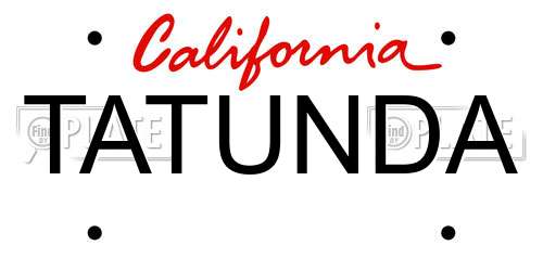 TATUNDA California License Plate