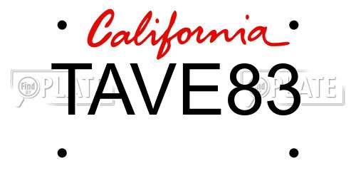 TAVE83 California License Plate
