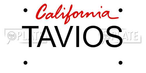 TAVIOS California License Plate